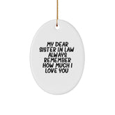 Gifts from Men to Sister-in-law - Funny Oval Ornament with Quote - Sister-in-law Gifts for Christmas - Image 1
